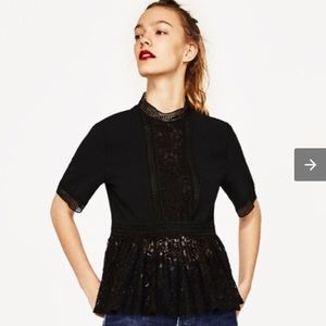 High neck peplum top